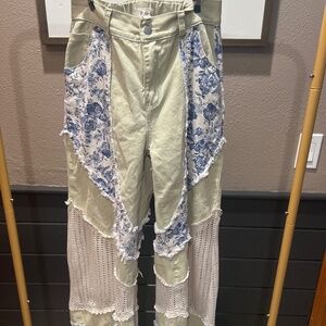 POL Crochet mixed media pant